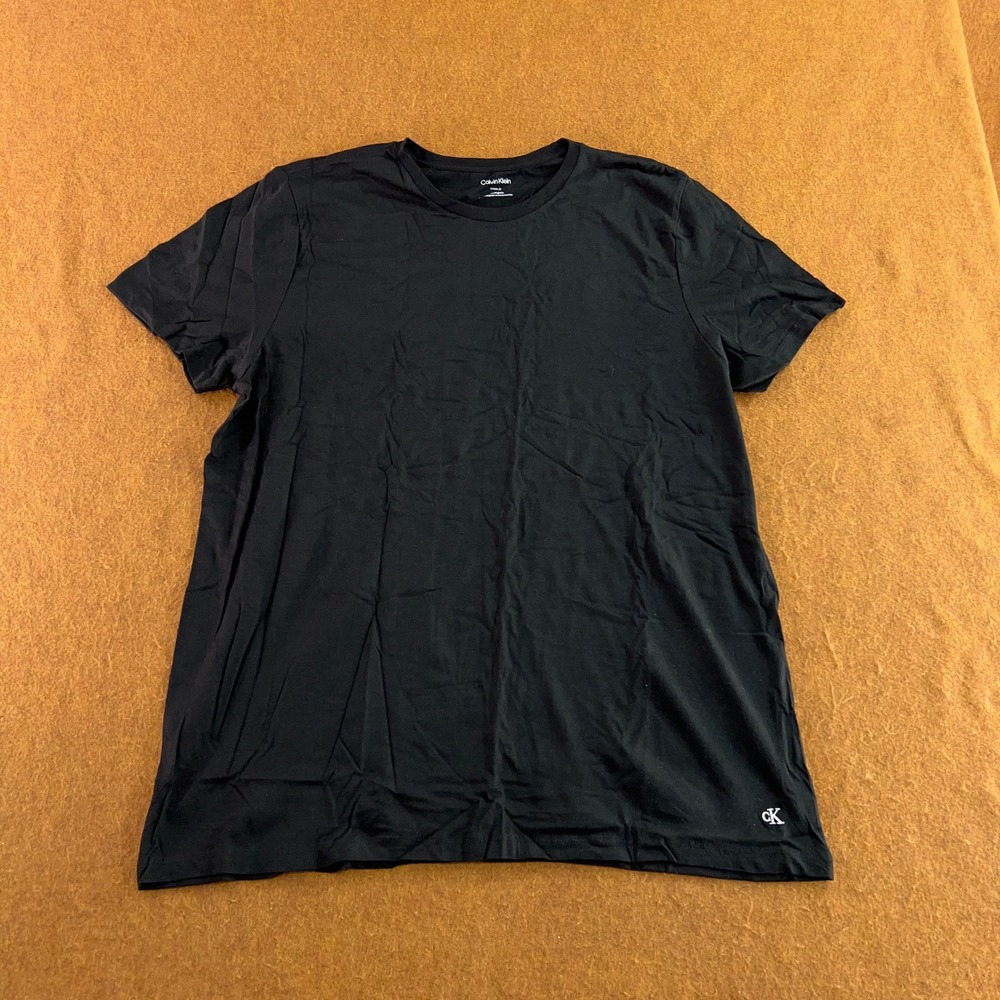 Calvin Klein Mens XL Black Classic Fit Cotton Logo Short Sleeve T-Shirt New